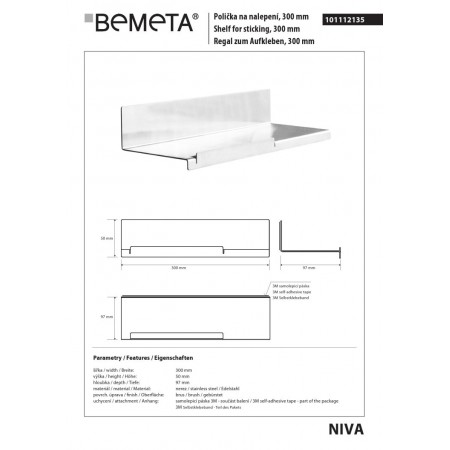 Bemeta NIVA Półka 300 mm 101102225