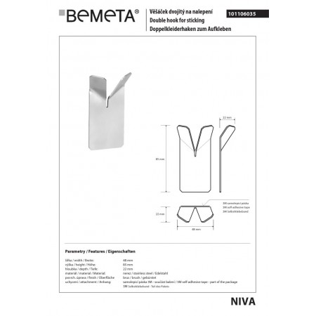 Bemeta NIVA Wieszak podwójny 101106035