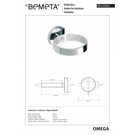 Bemeta OMEGA uchwyt na suszarkę do włosów 101117012