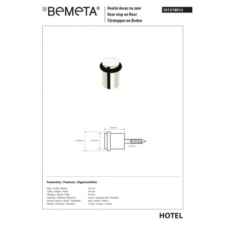 Bemeta Odbojnik podłogowy błyszczący 101218012