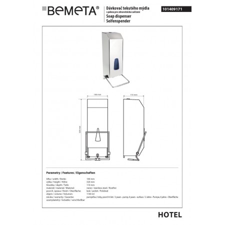 Bemeta Dozownik mydła 1100 ml 101409171