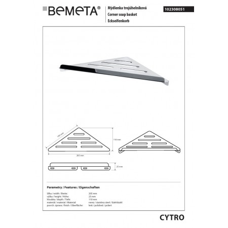 Bemeta CYTRO mydelniczka mała stal nierdzewna błyszcząca 102308051