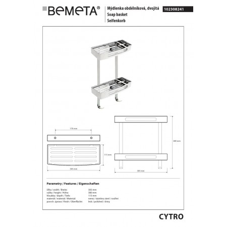 Bemeta CYTRO Koszyk prysznicowy podwójny błyszczący 102308241