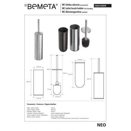 Bemeta NEO Szczotka wc czarne włosie 102313059