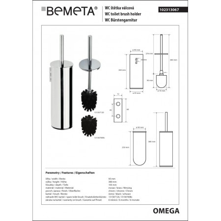 Bemeta OMEGA szczotka wc wolnostojąca/do montażu naściennego 102313067