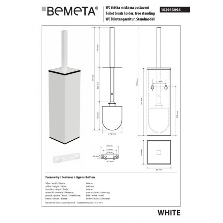 Bemeta WHITE Szczotka do WC stojąca/wisząca 102913094