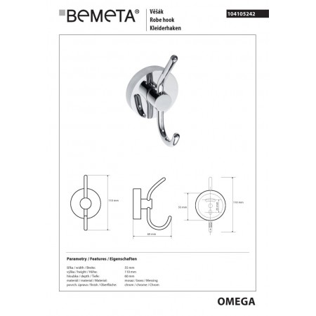 Bemeta OMEGA Wieszak na ubranie 104105242