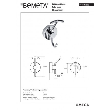 Bemeta OMEGA Wieszak na ubranie 104105252