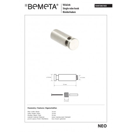 Bemeta NEO Wieszak 50 mm 104106165