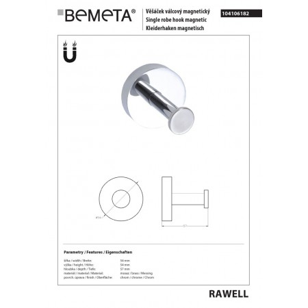 Bemeta RAWELL haczyk na magnes 104106182