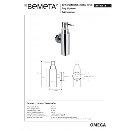 Bemeta OMEGA Dozownik mydła 150 ml 104109012