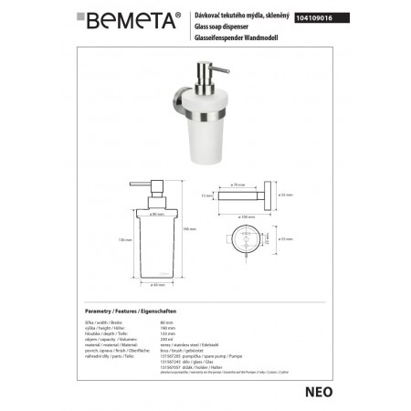 Bemeta NEO Dozownik mydła 230 ml 104109016