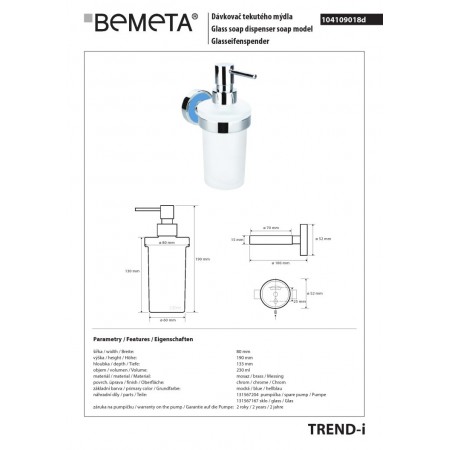 Bemeta TREND-I Dozownik mydła 230 ml jasnoniebieski 104109018d