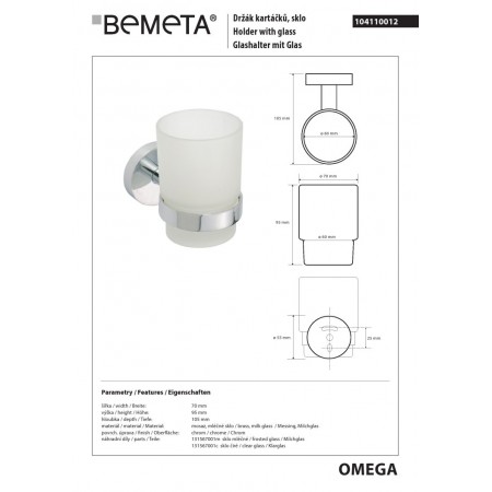 Bemeta OMEGA kubek na szczoteczki do zębów 104110012