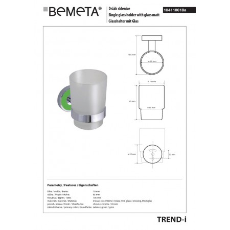 Bemeta TREND-I szklany pojemnik na szczoteczki 104110018a