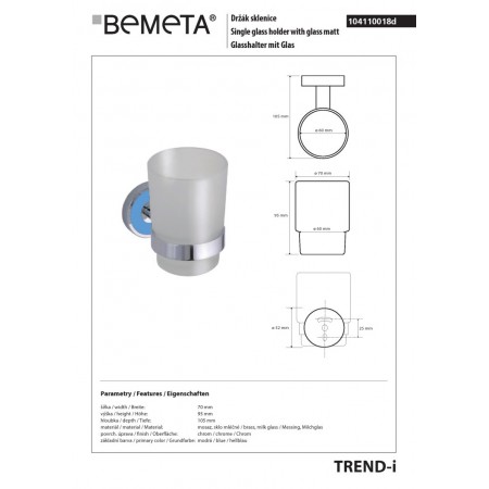 Bemeta TREND-I szklany pojemnik na szczoteczki 104110018d