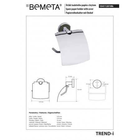 Bemeta TREND-I uchwyt na papier toaletowy z klapką 104112018b