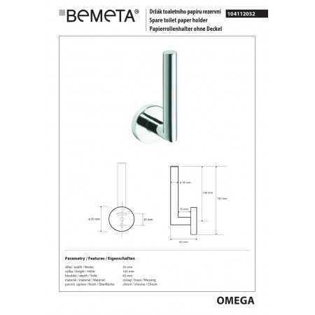 Bemeta OMEGA uchwyt na zapas papieru toaletowego 104112032