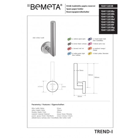 Bemeta TREND-I uchwyt na zapas papieru toaletowego 104112038b