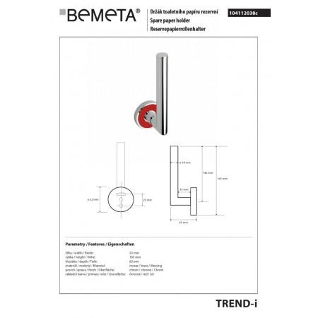 Bemeta TREND-I uchwyt na zapas papieru toaletowego 104112038c