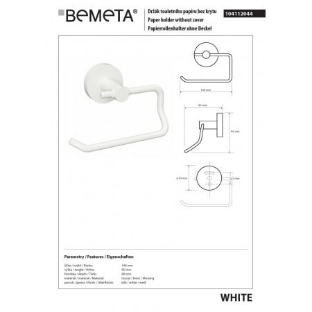 Bemeta WHITE Uchwyt na papier toaletowy 104112044