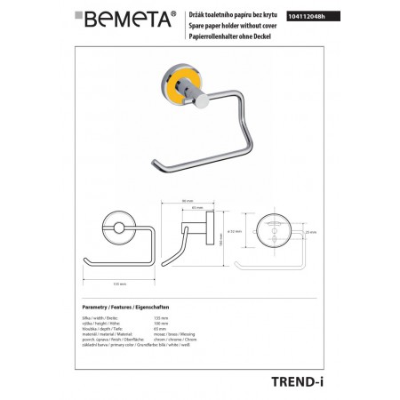 Bemeta TREND-I uchwyt na papier toaletowy 104112048h