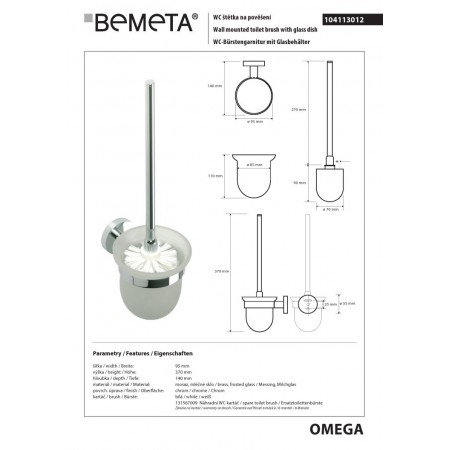 Bemeta OMEGA szczotka wc białe włosie 104113012