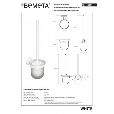 Bemeta WHITE Szczotka wc białe włosie 104113014