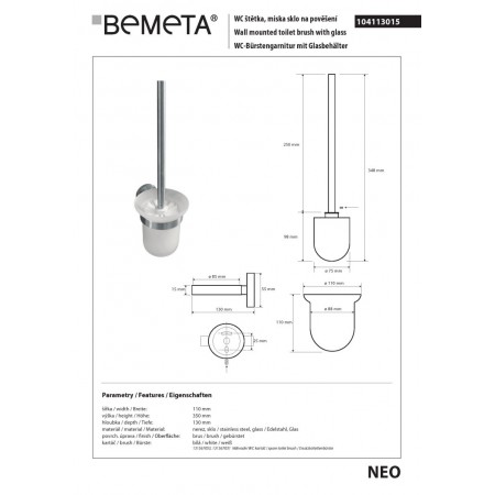 Bemeta NEO szczotka wc białe włosie 104113015