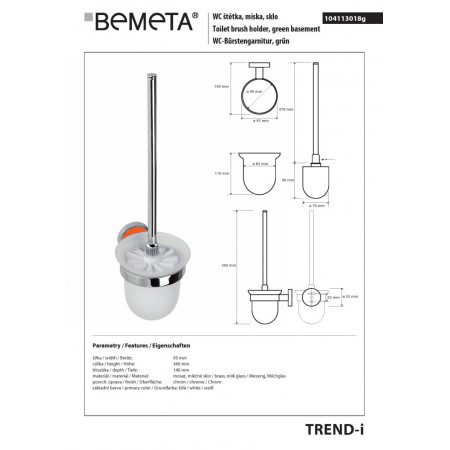 Bemeta TREND-I szczotka wc pomarańczowy 104113018g