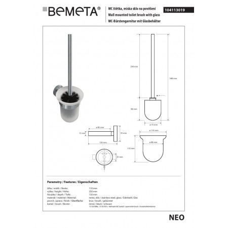 Bemeta NEO szczotka wc czarne włosie 104113019