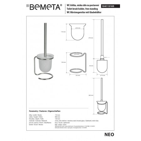 Bemeta NEO szczotka wc wolnostojąca 104113105