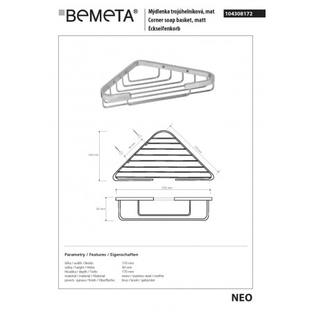 Bemeta NEO mydelniczka ażurowa narożnikowa 104308172