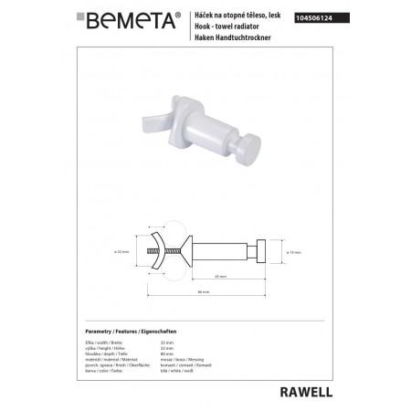 Bemeta RAWELL Wieszak na grzejnik biały 104506124