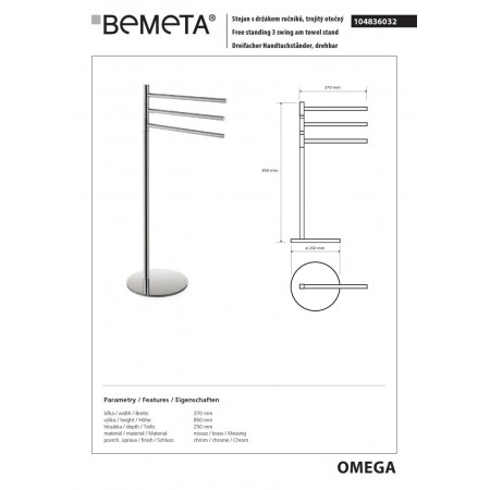 Bemeta OMEGA stojący wieszak na ręczniki 104836032$K