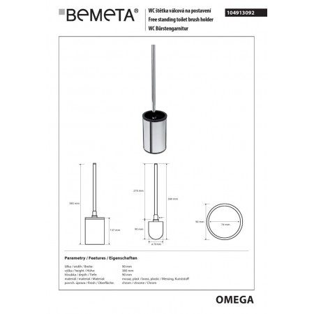 Bemeta OMEGA wolnostojąca szczotka wc 104913092