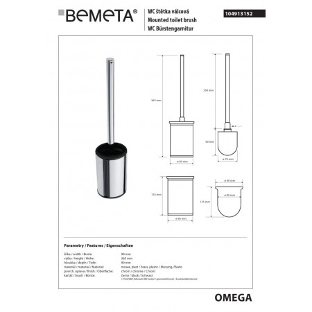 Bemeta OMEGA Szczotka do WC stojąca 104913152