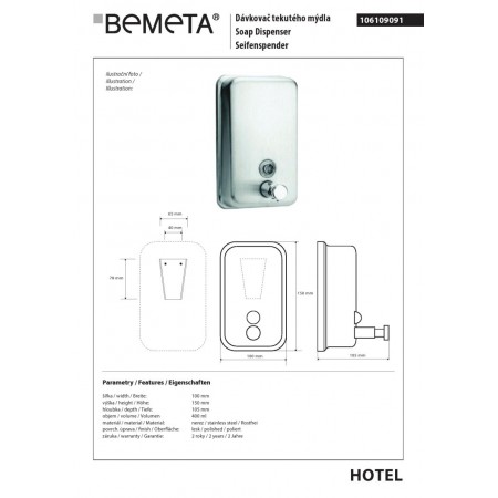 Bemeta Dozownik mydła 500 ml połysk 106109091