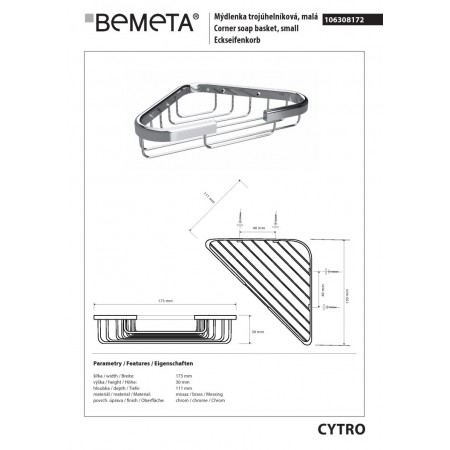 Bemeta CYTRO mydelniczka narożnikowa ażurowa - plastikowa 106308172