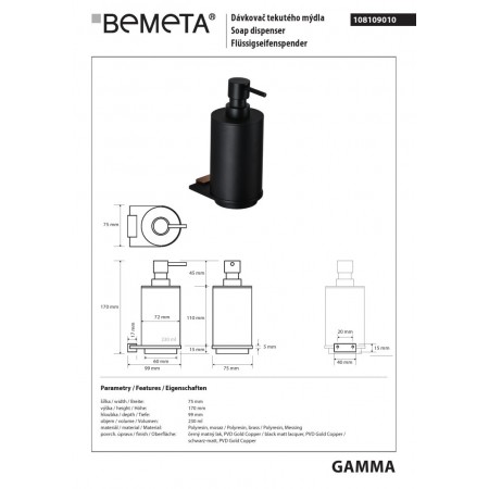 Bemeta GALLA Dozownik mydła 230 ml 108109010