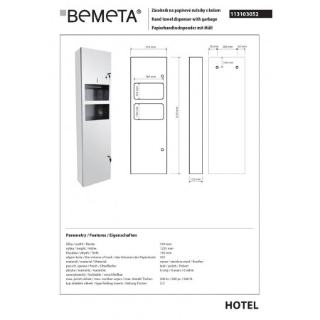 Bemeta Pojemnik na ręczniki papierowe z koszem na śmieci chrom 113103052$K