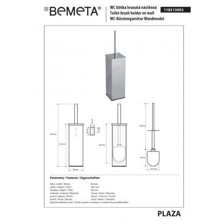 Bemeta PLAZA Szczotka do WC stojąca / wisząca 118213092