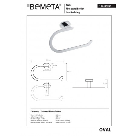 Bemeta OVAL Wieszak na ręcznik koło 118404061