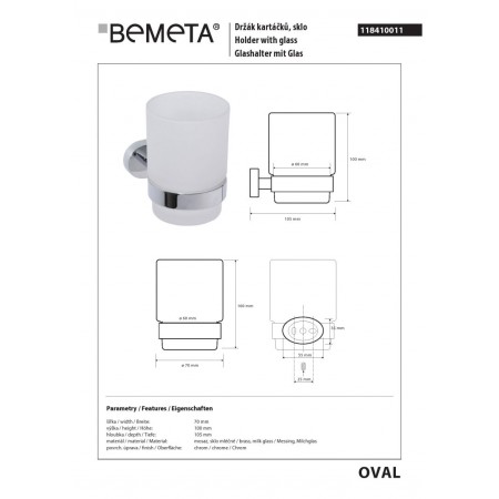 Bemeta OVAL kubek na szczoteczki do zębów 118410011