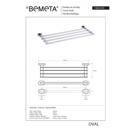 Bemeta OVAL Wieszak na ręczniki 118412181$K