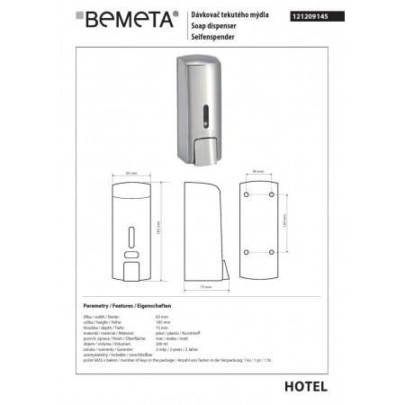 Bemeta Dozownik mydła 300 ml szary 121209145