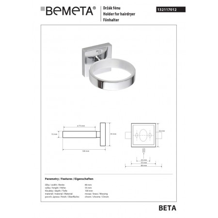 Bemeta BETA uchwyt na suszarkę 132117012