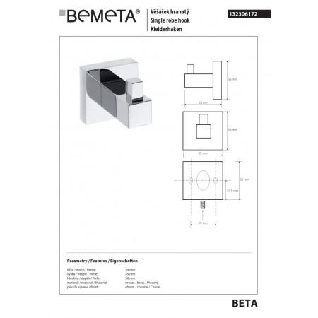 Bemeta BETA Wieszak pojedynczy 132306172