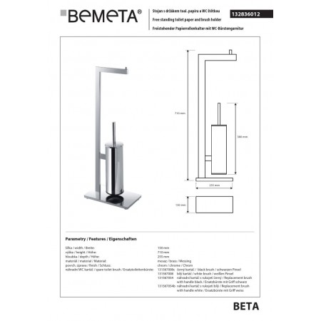 Bemeta BETA wolnostojący stojak WC na papier toaletowy i szczotkę 132836012$K