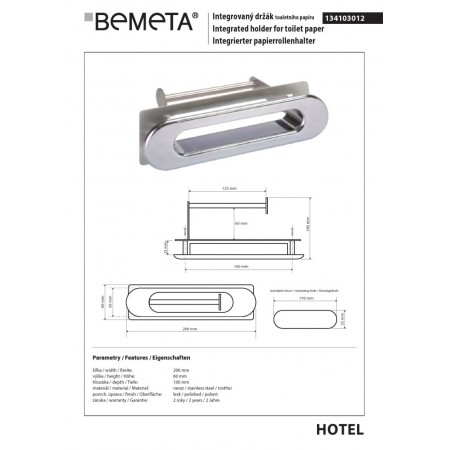 Bemeta Uchwyt na papier toaletowy do zabudowy 134103012